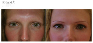 Shamá 3D Permanent Eyeliner, Före & efter bild.