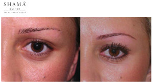 Shamá 3D Permanent Eyeliner, Före & efter bild.